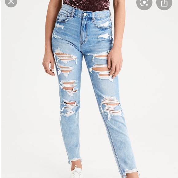 American Eagle Outfitters Denim - AEO Stretch Destroyed Mom Jean